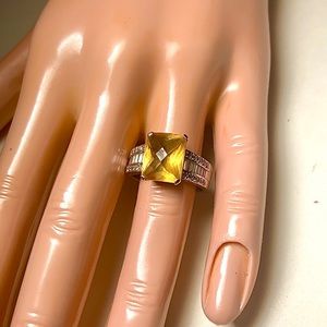 Citrine Diamond White Gold Ring